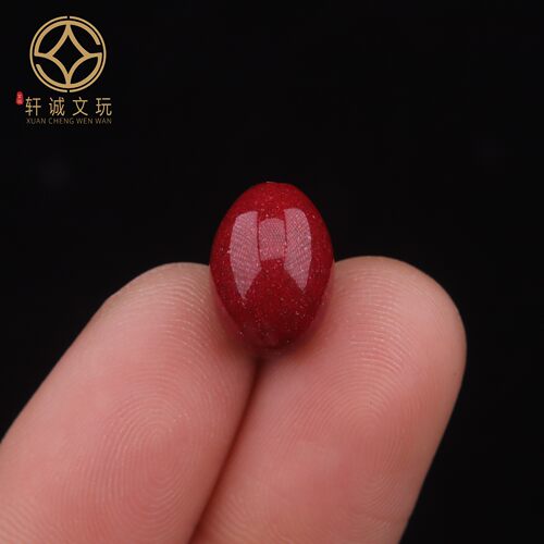天然红晶砂光面枣桶珠晶体砂透光朱砂108长串DIY文玩手串配饰配件