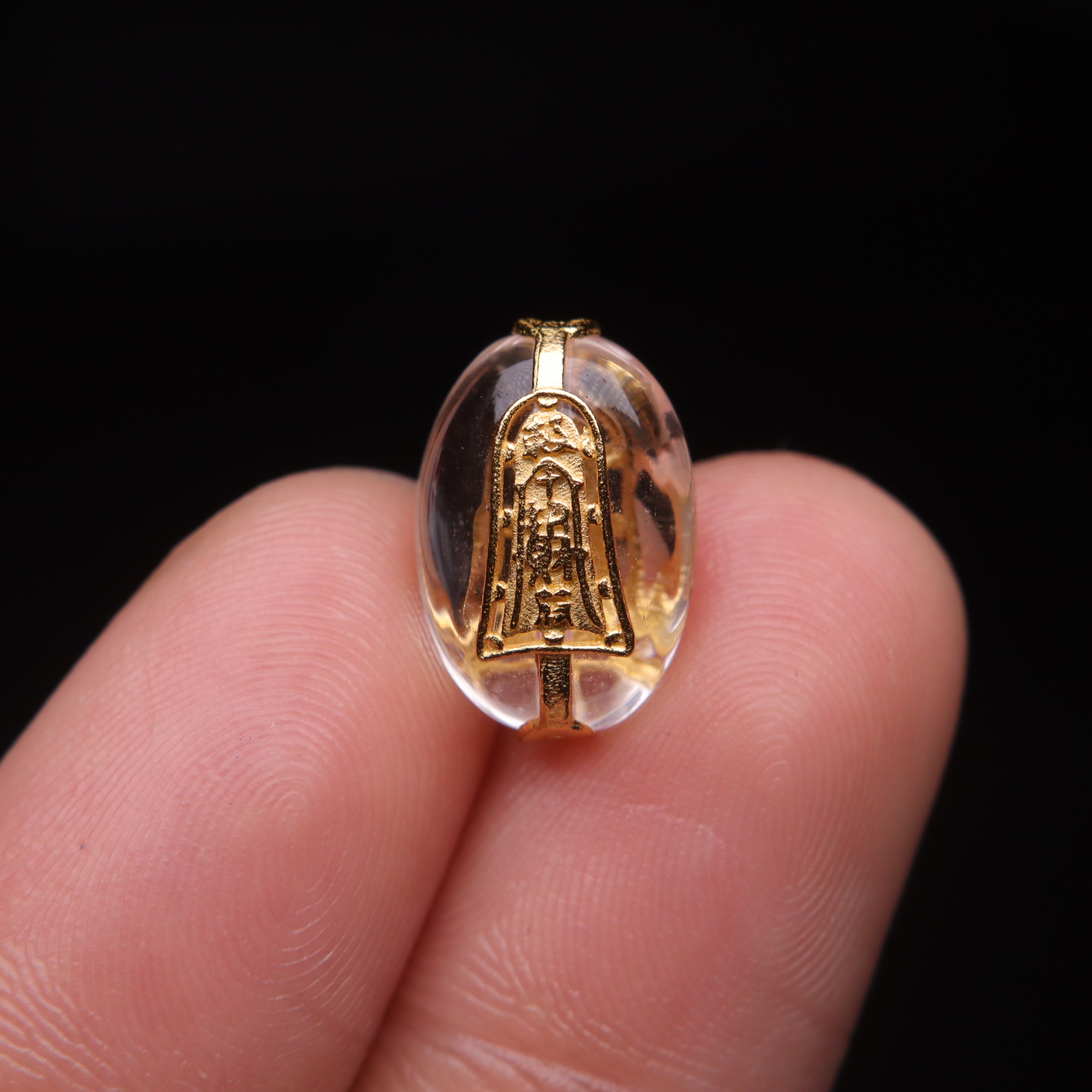古法金配件天然水晶镶嵌金刚杵护身符隔珠散珠圆珠子DIY文玩配饰