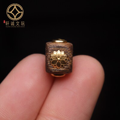原创S925银镀金六瓣莲花护身沉香桶珠手串手链diy文玩配珠配饰