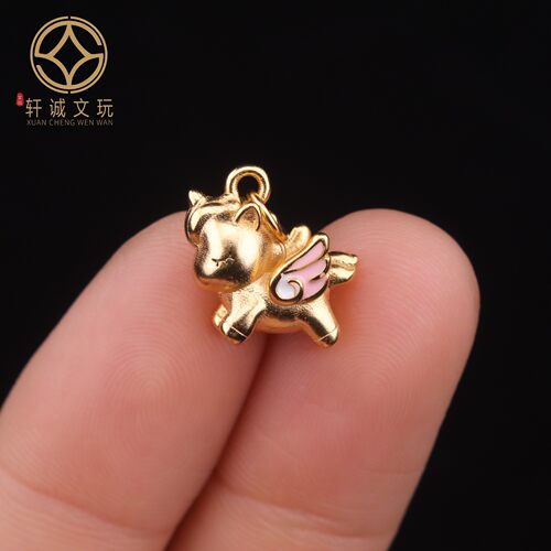 12.5MM马上成功银镀金925银隔珠手串串珠diy文玩散珠配饰配件吊坠