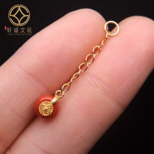 原创S925纯银镀金镶嵌南红玛瑙卡子隔珠圆珠散珠DIY配件手串配珠