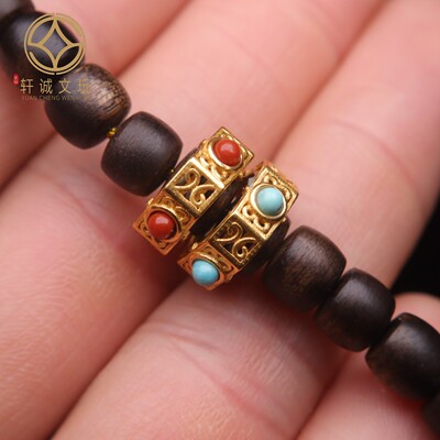 原创s925银镀金转运珠子松石南红蜻蜓眼隔珠手链配件diy配饰饰品