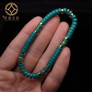 雪巴琉璃玉化果冻料老型桶珠单圈高瓷绿松石手串星月菩提配饰手链