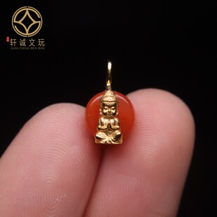 原创纯银925镀金南红宝宝佛卡子隔片垫片隔珠长串diy文玩配饰配件