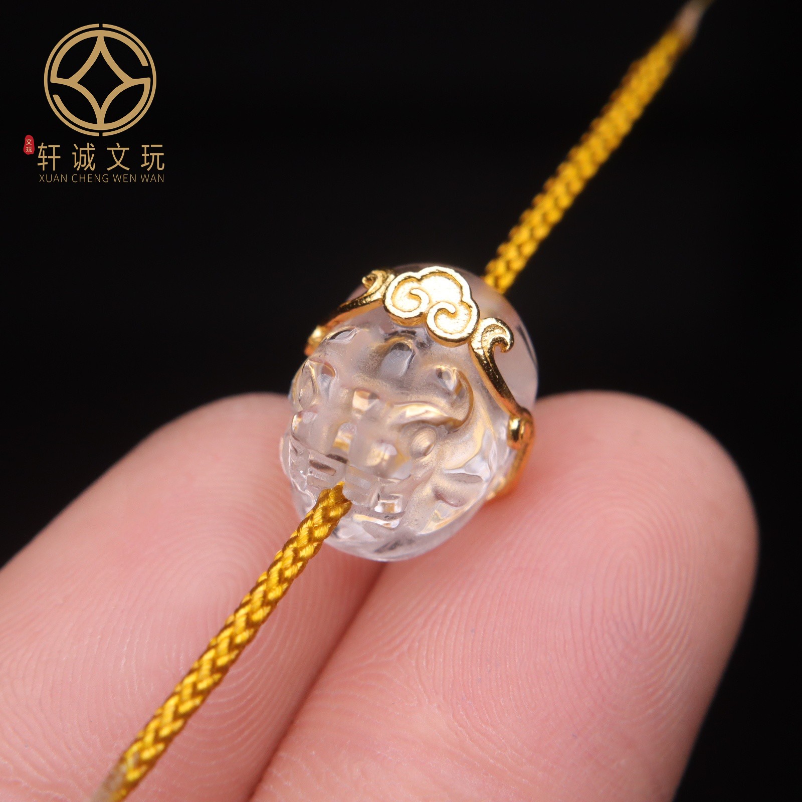 原创银镀金配件天然水晶镶嵌招财貔貅隔珠散珠圆珠子DIY文玩配饰