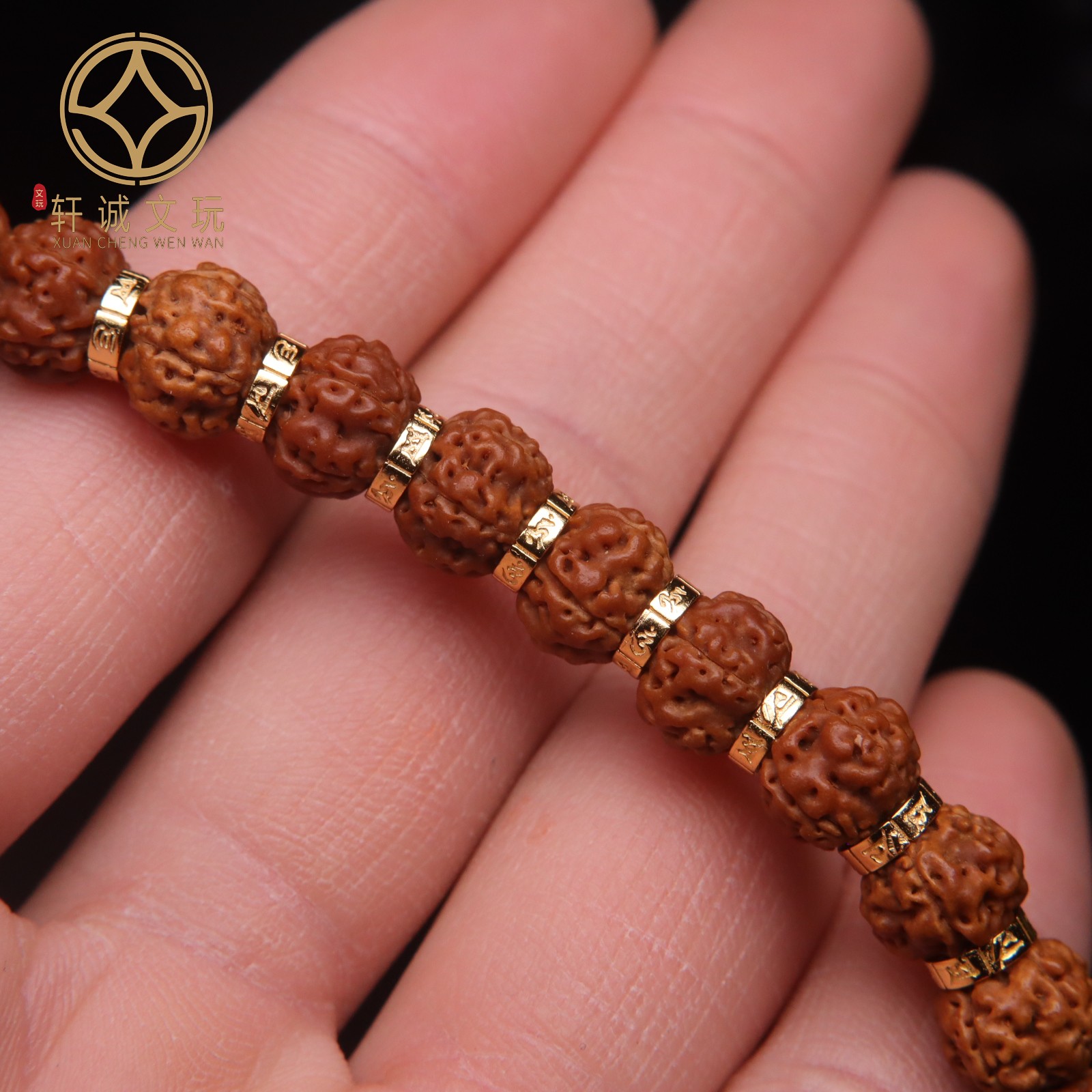 原创纯银925镀金六字真言隔片垫片隔珠长串手工串珠diy文玩配饰