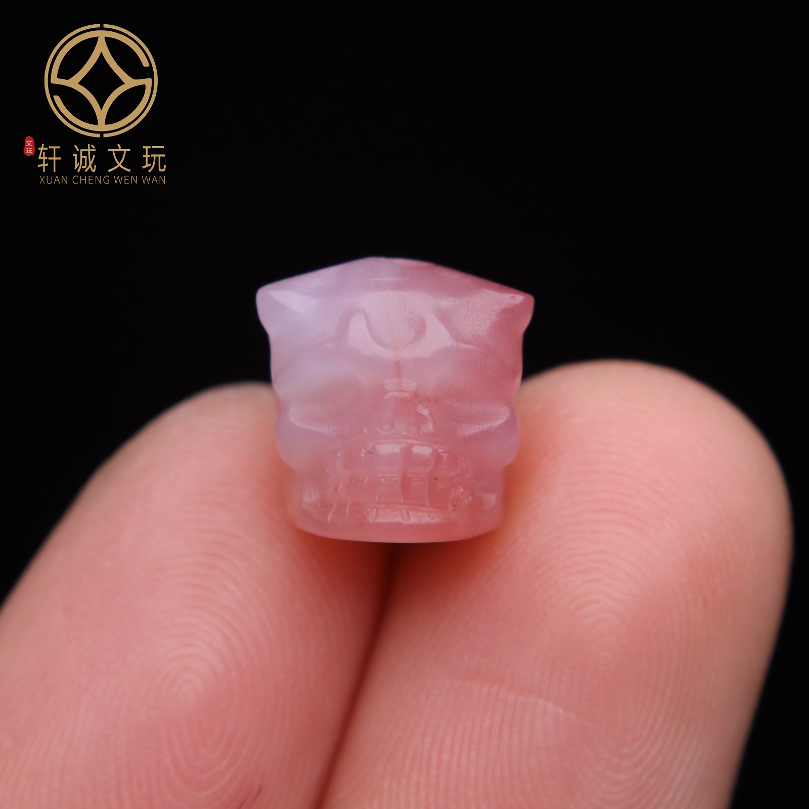 天然粉玛瑙骷髅恶灵镶嵌桶珠配件挂件吊坠饰品金刚菩提文玩配饰