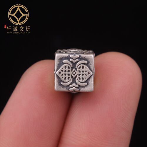 9.7MM莲花方糖方桶珠足银999顶腰珠隔珠手串diy文玩配饰散珠配件