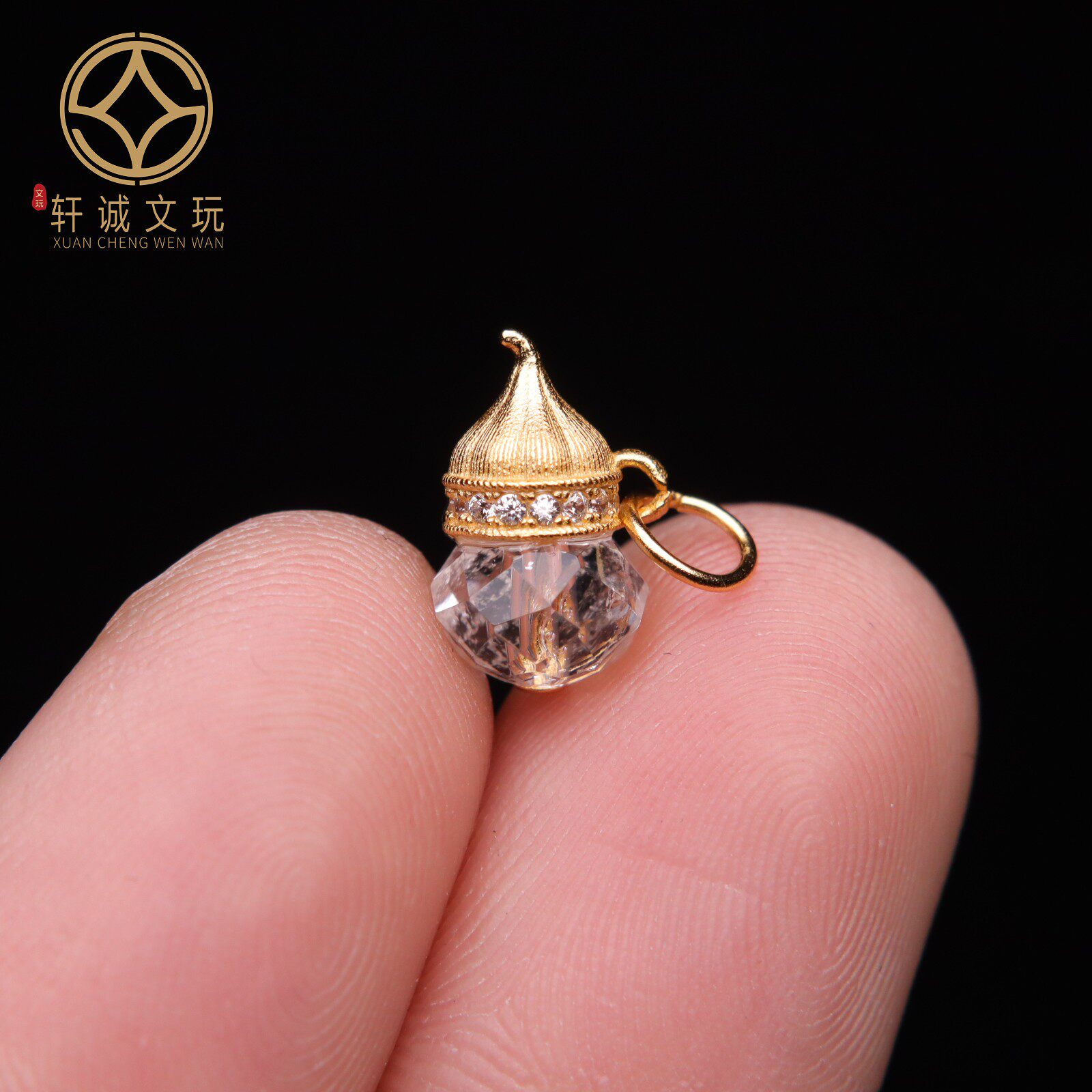 原创925银镀金钻石面葫芦腰珠隔珠手工串珠diy文玩配饰手串配珠