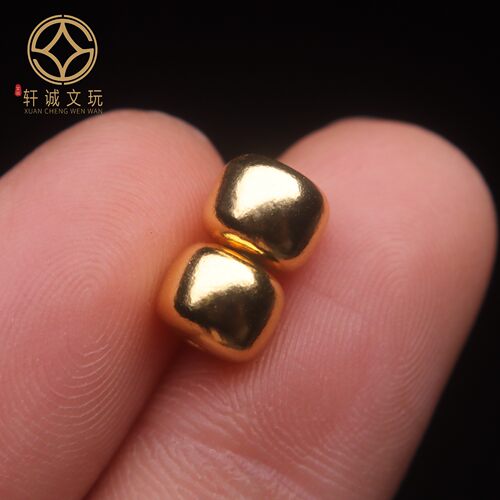 原创足银925银镀金老型桶珠顶腰珠隔珠手串串珠编绳diy文玩配饰