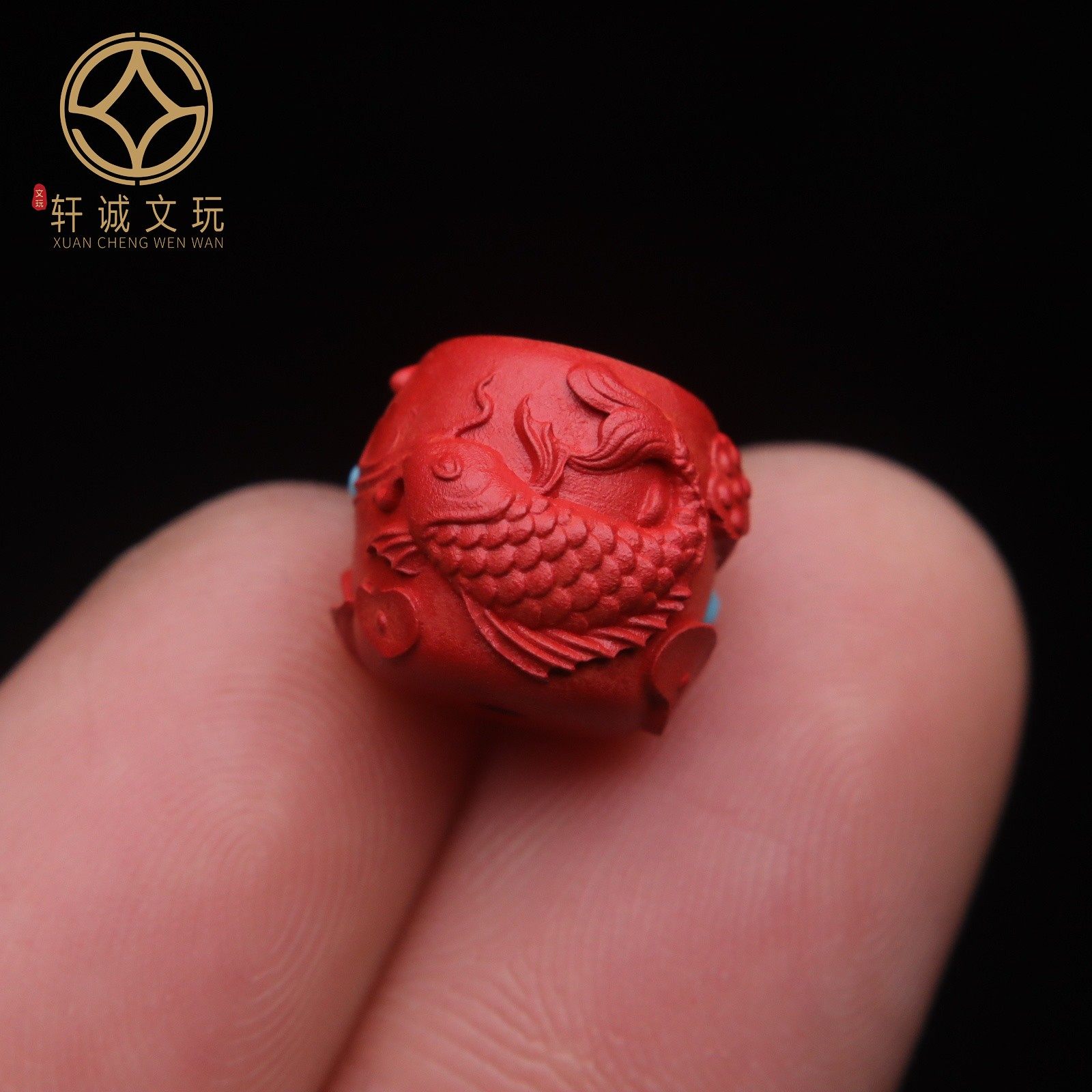 保真朱砂镶嵌年年有鱼鼓珠桶珠配件挂件吊坠饰品金刚菩提文玩配饰,珠宝/钻石/翡翠,DIY配件,淘宝优惠券,粉丝福利购,淘宝优惠卷