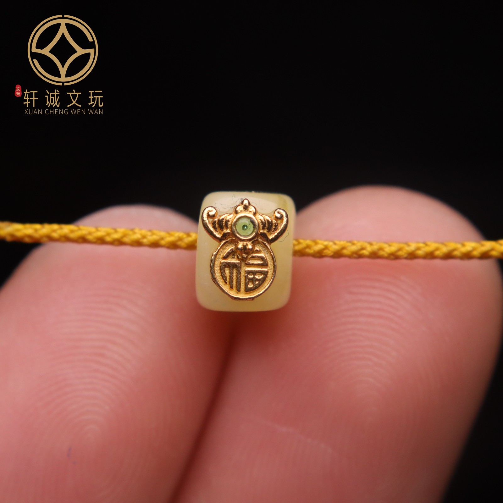 原创银镀金镶嵌天然琥珀蜜蜡福桶珠隔珠散珠手串diy文玩配件配饰