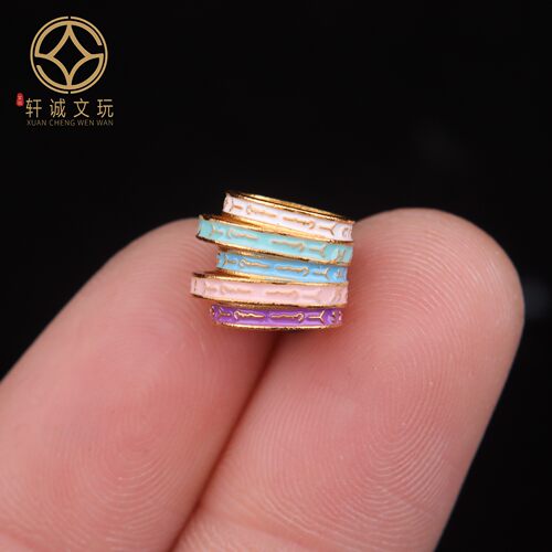 原创纯银925镀金彩绘桶珠散珠圆珠隔珠长串串珠diy文玩配饰配件