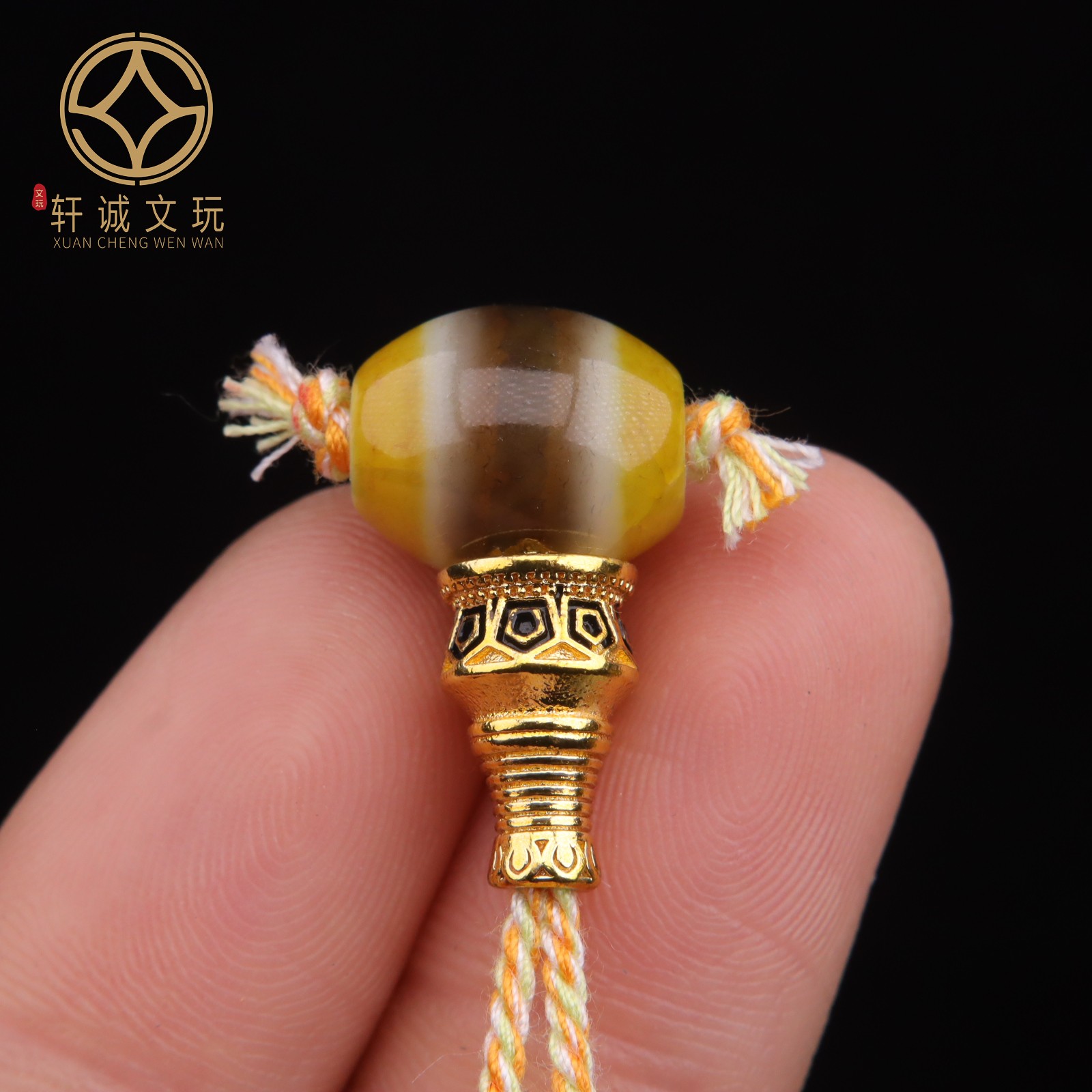 原创天然天珠红黄玛瑙镶嵌松石分体三通佛头散珠DIY配饰配件饰品