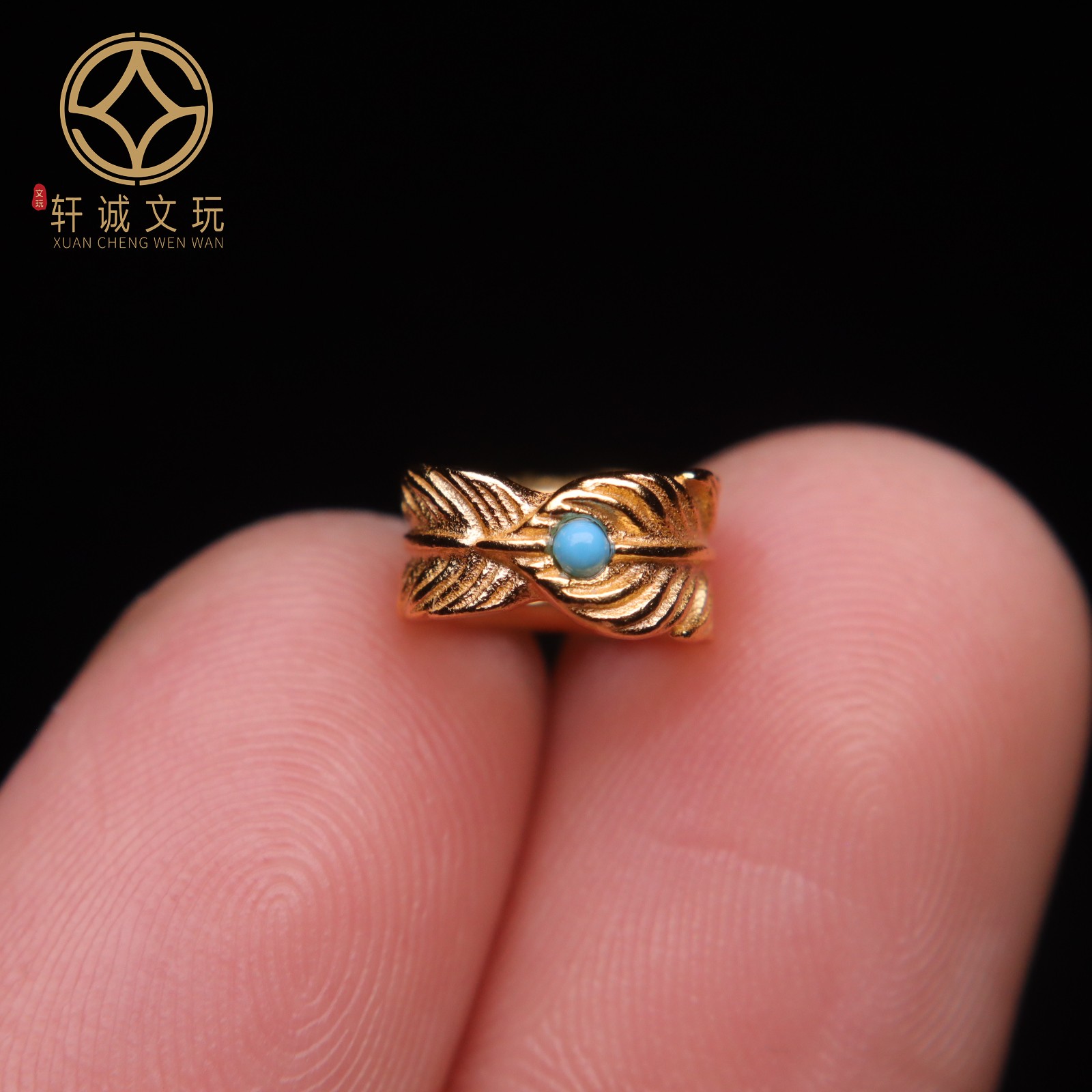 原创足银925银镀金羽毛扣跑环隔片手串手链diy文玩吊坠配珠配饰