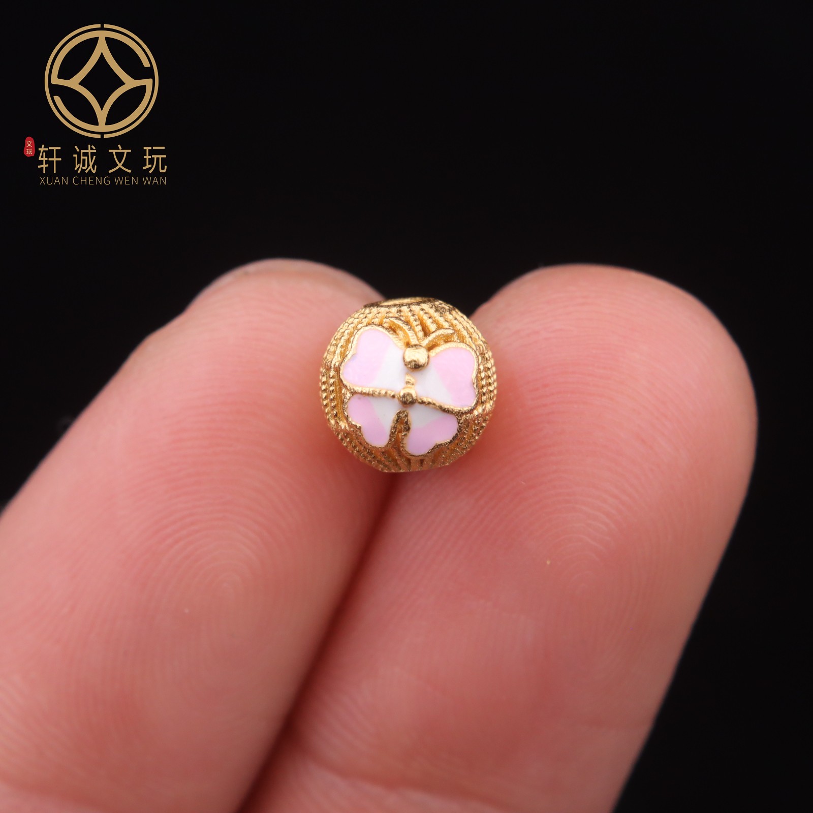8.6MM蝴蝶镂空彩绘珠银镀金925顶腰珠隔珠手串串珠diy文玩配饰