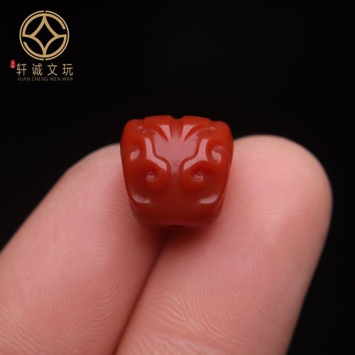 保真凉山满肉满色南红玛瑙兽面三通佛头散珠DIY配饰新品配件饰品