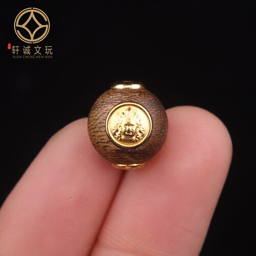 原创S925银镀金观音桶珠天然沉香木隔珠散珠DIY文玩配饰配件