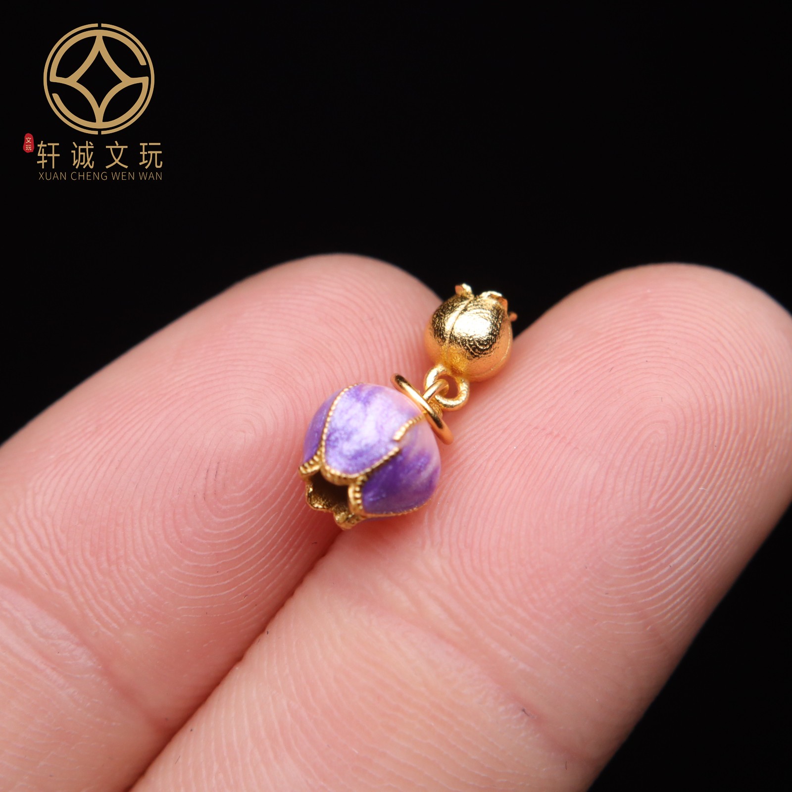 原创925银镀金紫莲花莲子圆珠腰珠隔珠手工串珠编绳diy文玩配饰珠