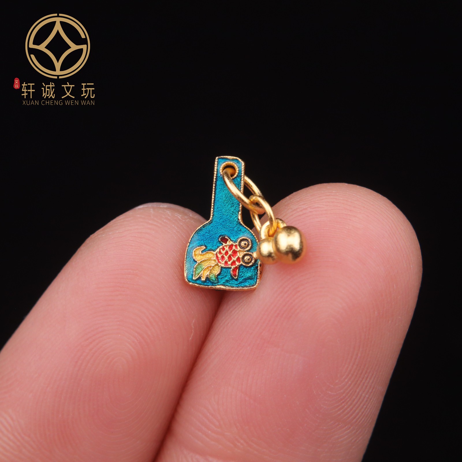 7MM鱼葫芦吊坠原创925银镀金腰珠隔珠串珠侧挂diy文玩卡子配饰珠