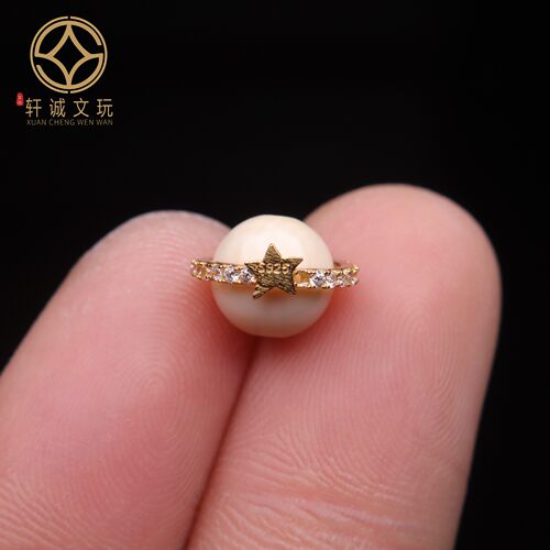 天然猛犸牙镶嵌S925银镀金隔珠散珠桶珠圆珠子DIY文玩配饰配件珠