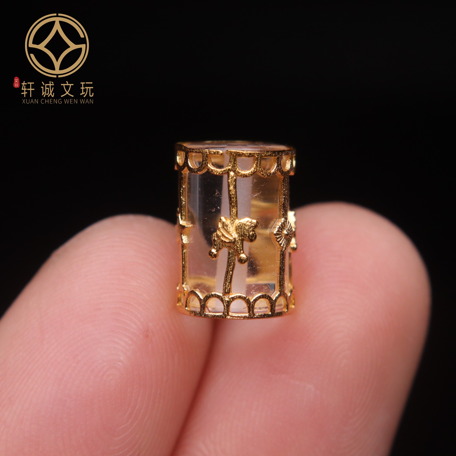 银镀金配件天然水晶镶嵌祥旋转木马隔珠散珠圆珠子DIY文玩配饰
