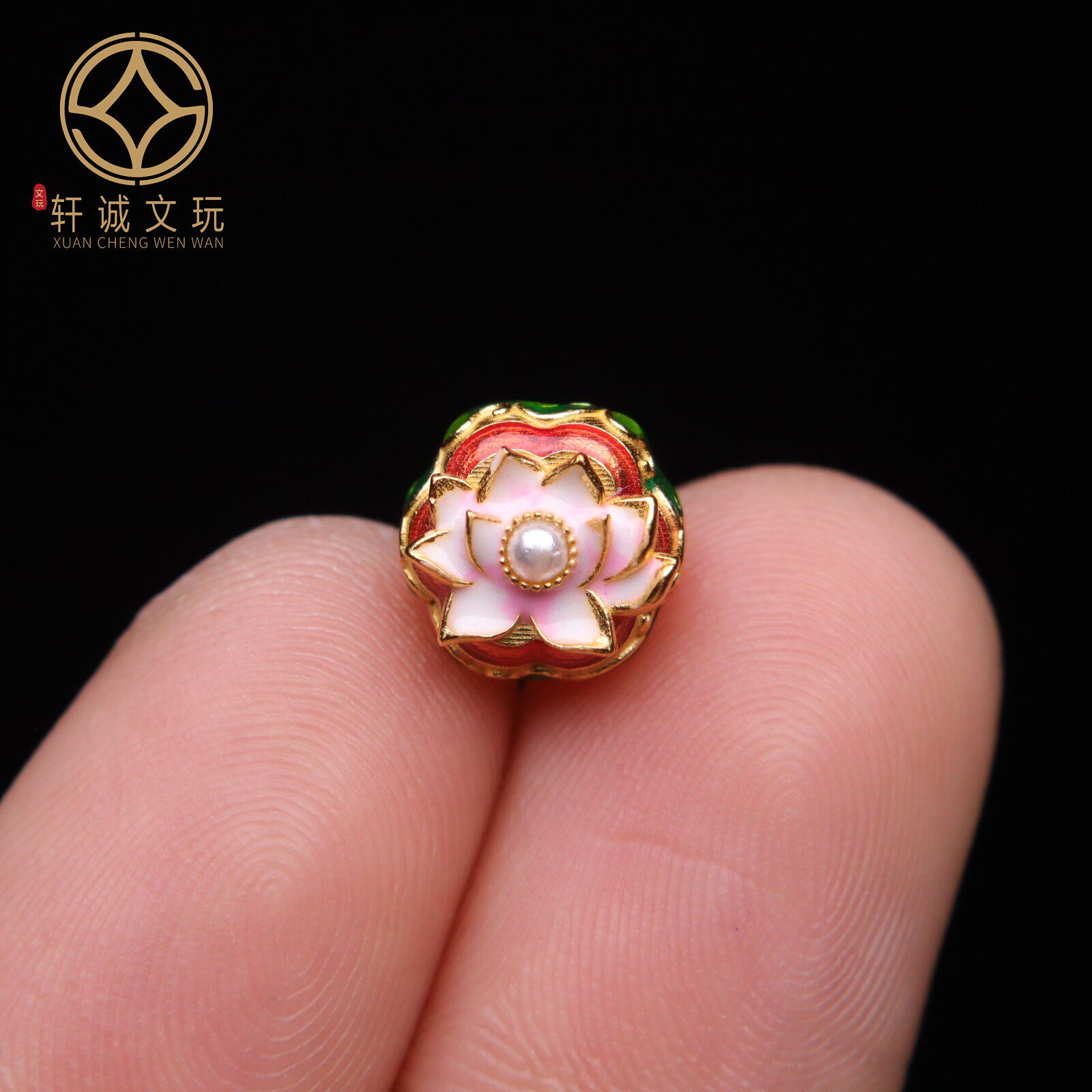 原创925银镀金莲花莲子珍珠圆珠腰珠隔珠手工串珠diy文玩配饰珠