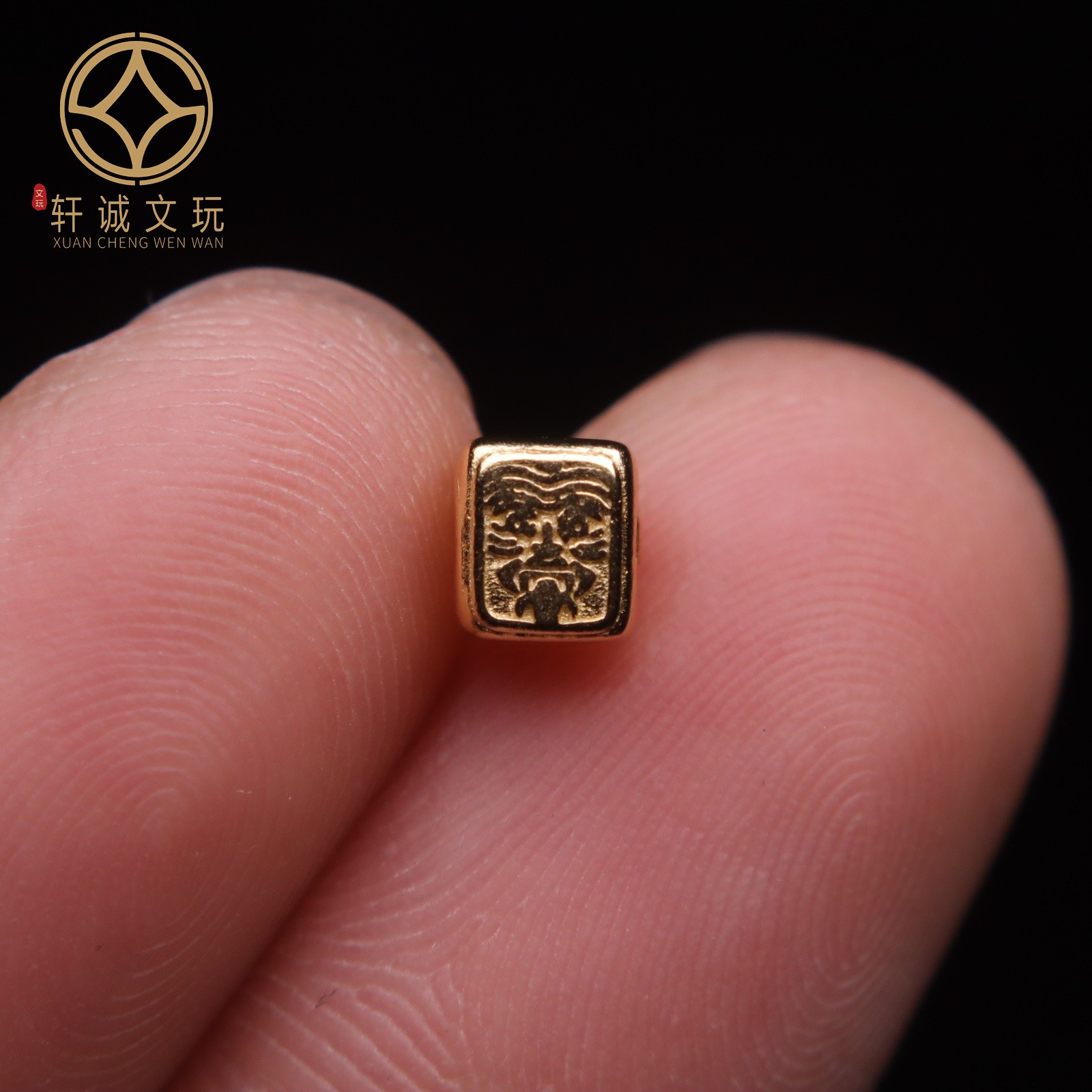 原创足银925银镀金扎基拉姆大孔方珠顶腰珠隔珠手串串珠diy文玩