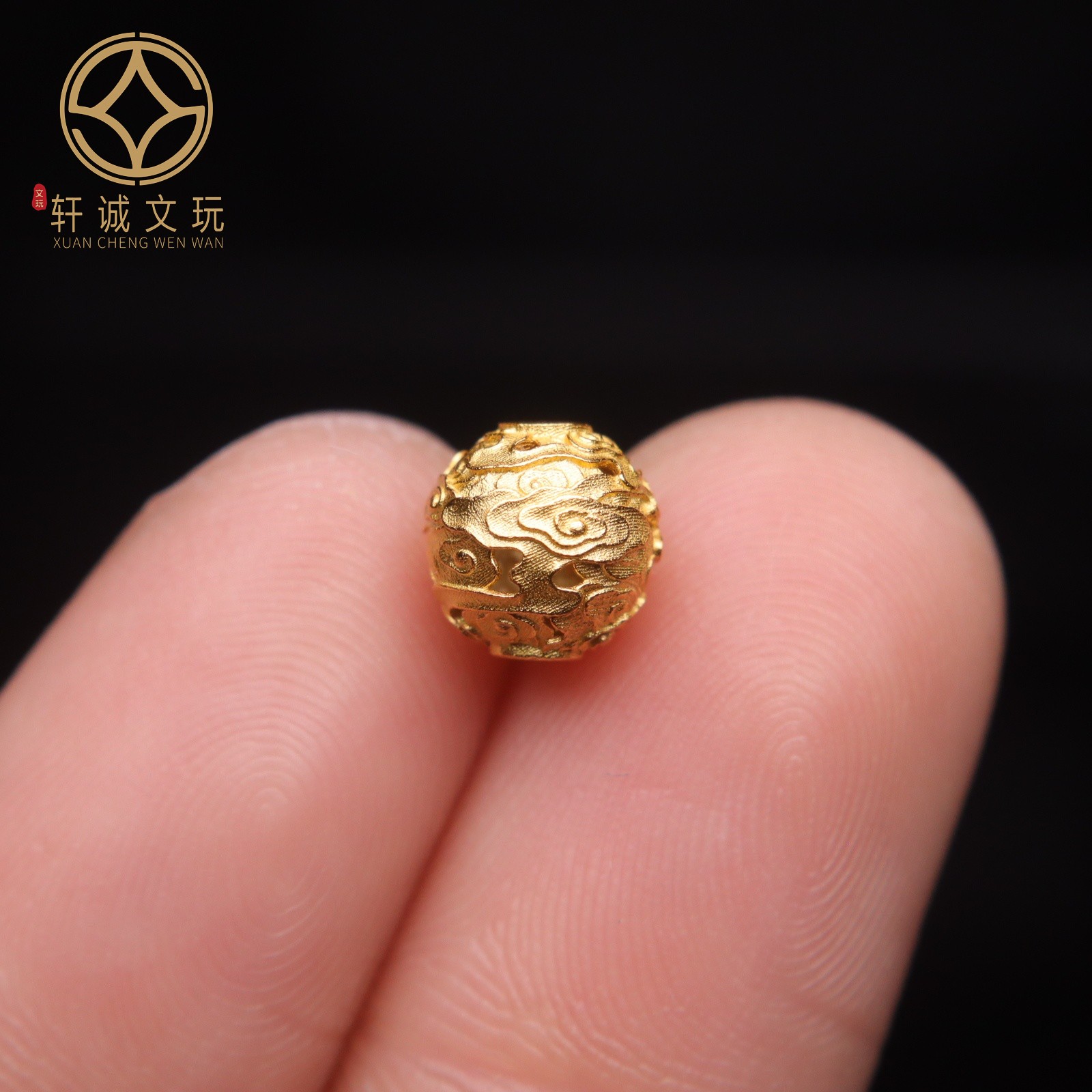 原创s925银镀金祥云云纹镂空隔珠手链小配件diy散珠配饰饰品配珠