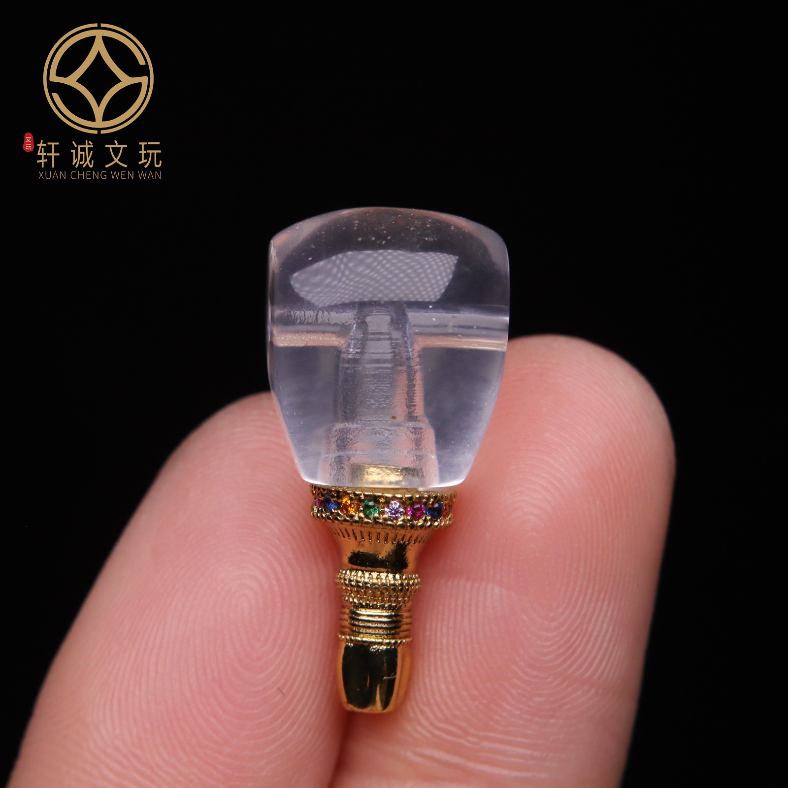 原创古法金天然水晶分体三通佛头散珠DIY文玩配饰配件手串饰品