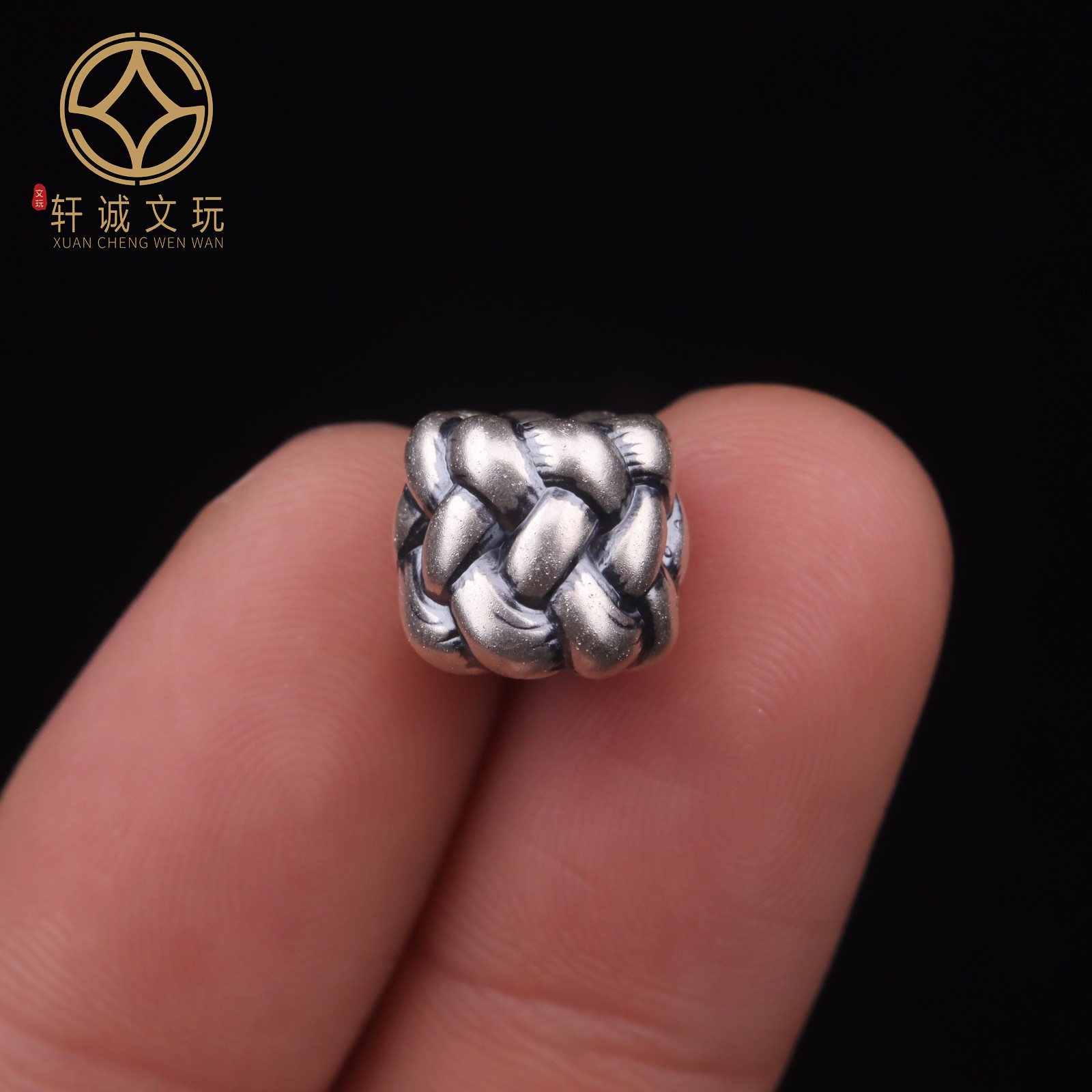 10.6MM编织毛线桶珠999足银diy配件文玩配饰转运单珠散珠手串配珠