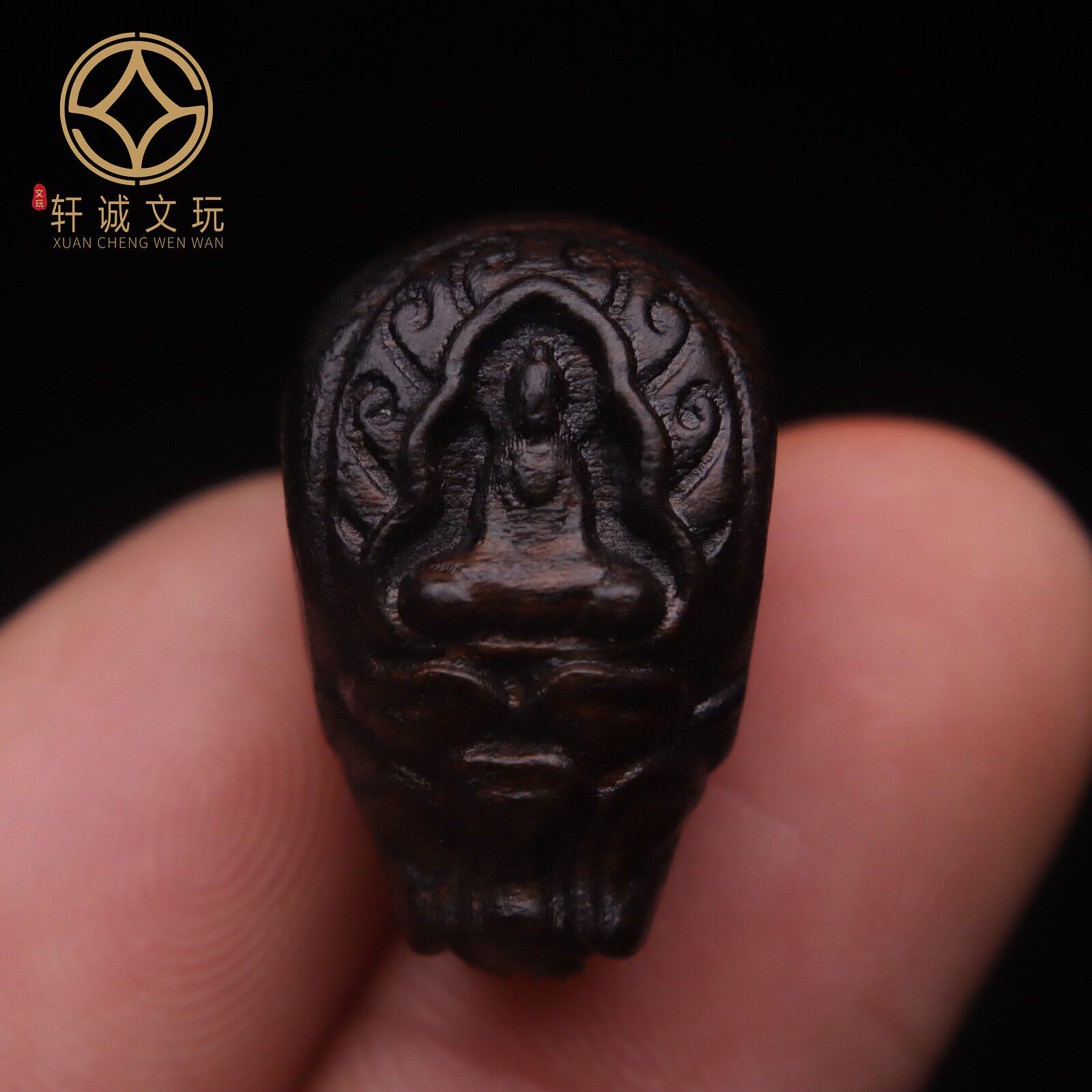 天然无相佛沉香木三通佛头散珠DIY文玩金刚星月菩提配饰饰品配件