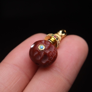 天然红玛瑙南红古法金阿呆三通套装组合佛头金刚108长串配饰配件