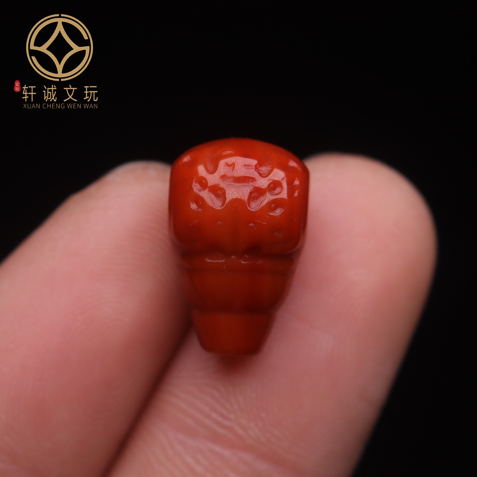 保真凉山满肉满色南红玛瑙兽面三通佛头散珠DIY配饰新品配件饰品