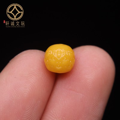 原创天然琥珀蜜蜡无相佛六字金珀桶珠散珠手串diy文玩手链配饰件