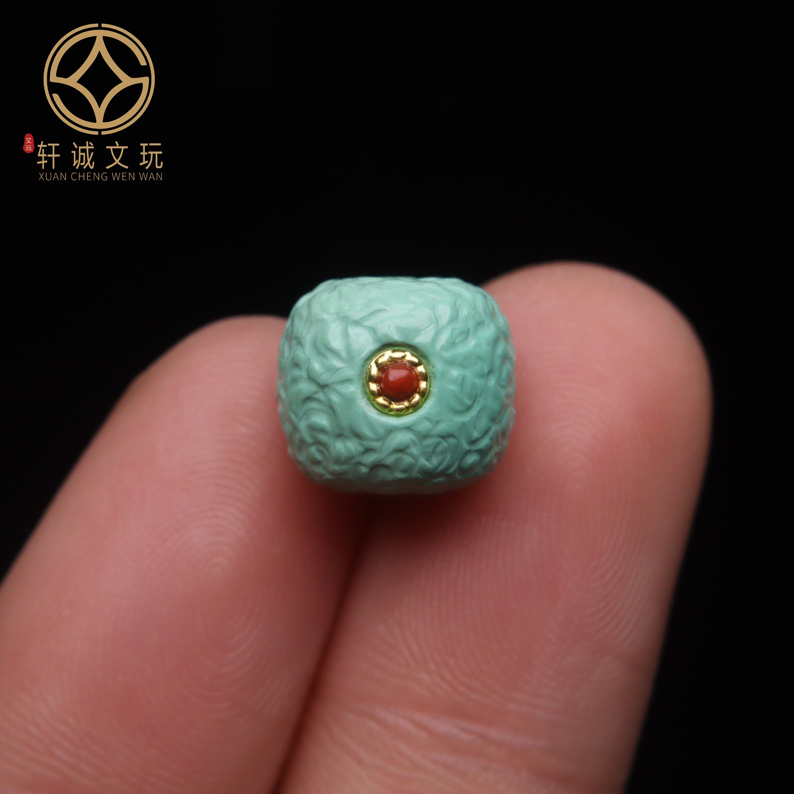 优化高瓷绿松石镶嵌南红金老型桶珠蒙松散珠手串手持108diy配饰