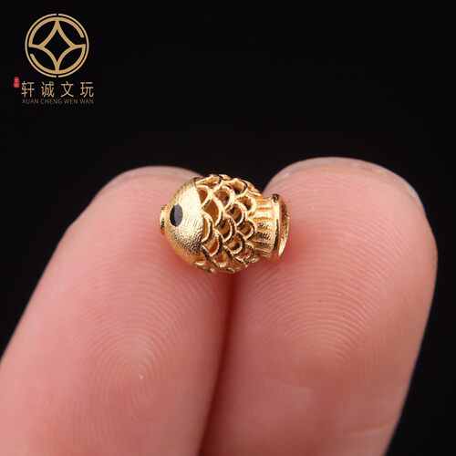 原创925银镀金年年有鱼腰珠隔珠手工串珠编绳diy文玩配饰配珠