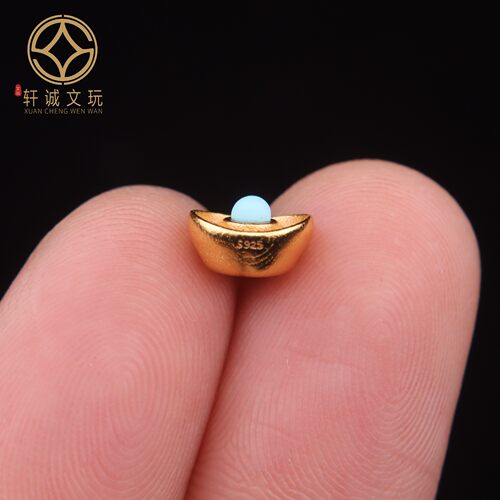 银镀金松石元宝招财s925桶珠隔珠手链配件diy配饰手串饰品