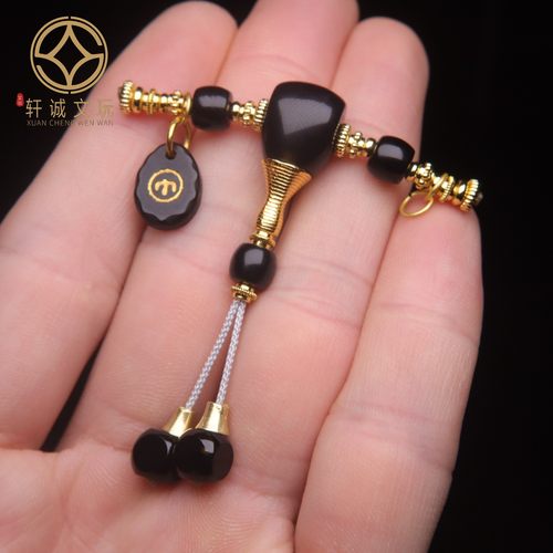 天然黑曜石古法金三通套装组合佛头星月金刚菩提108长串配饰配件