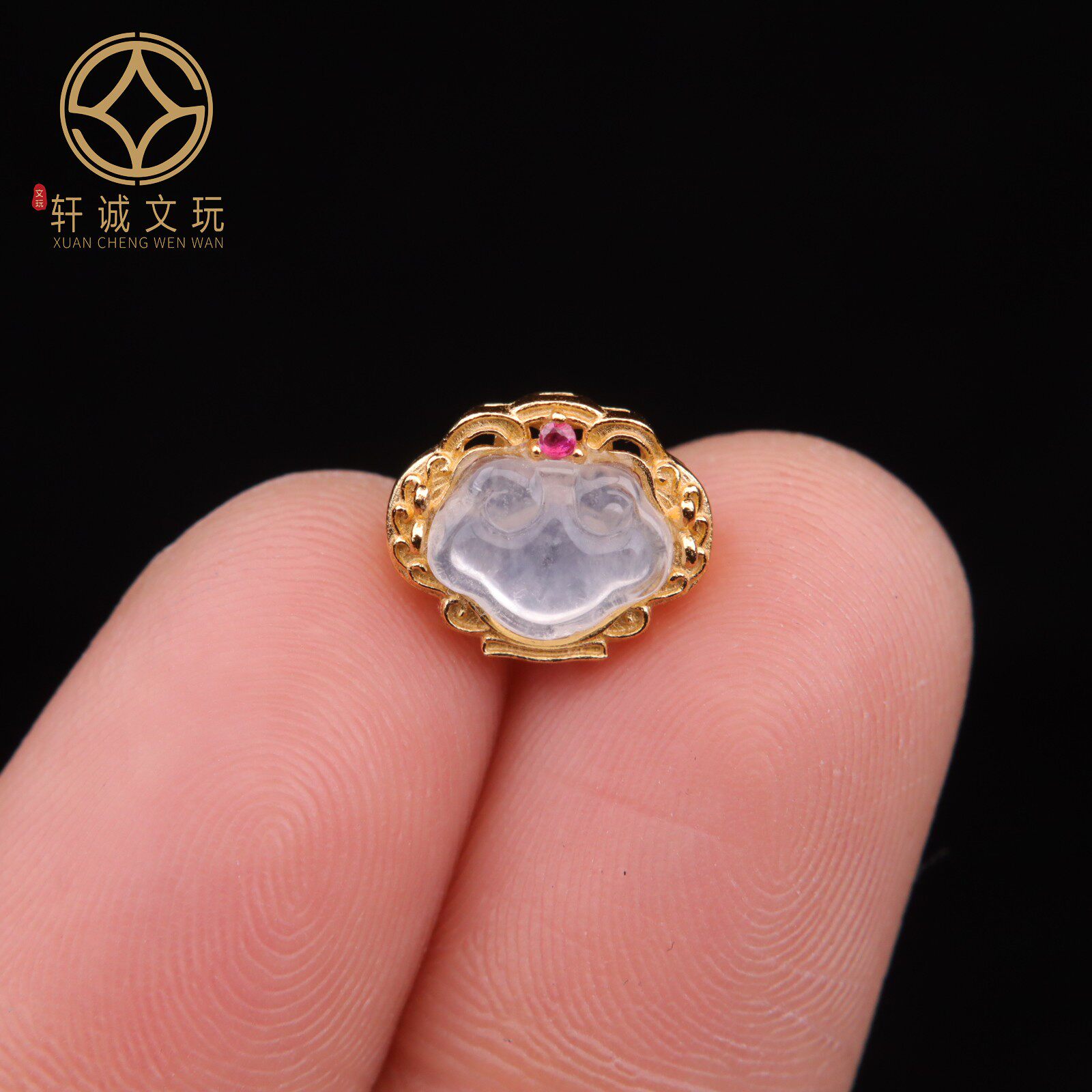 原创银镀金天然水沫玉如意锁吊坠挂件配饰散珠diy手串链配件饰品