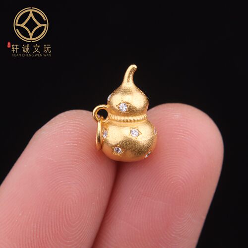 原创925银镀金葫芦吊坠腰珠隔珠手工串珠侧挂diy文玩配饰配件珠