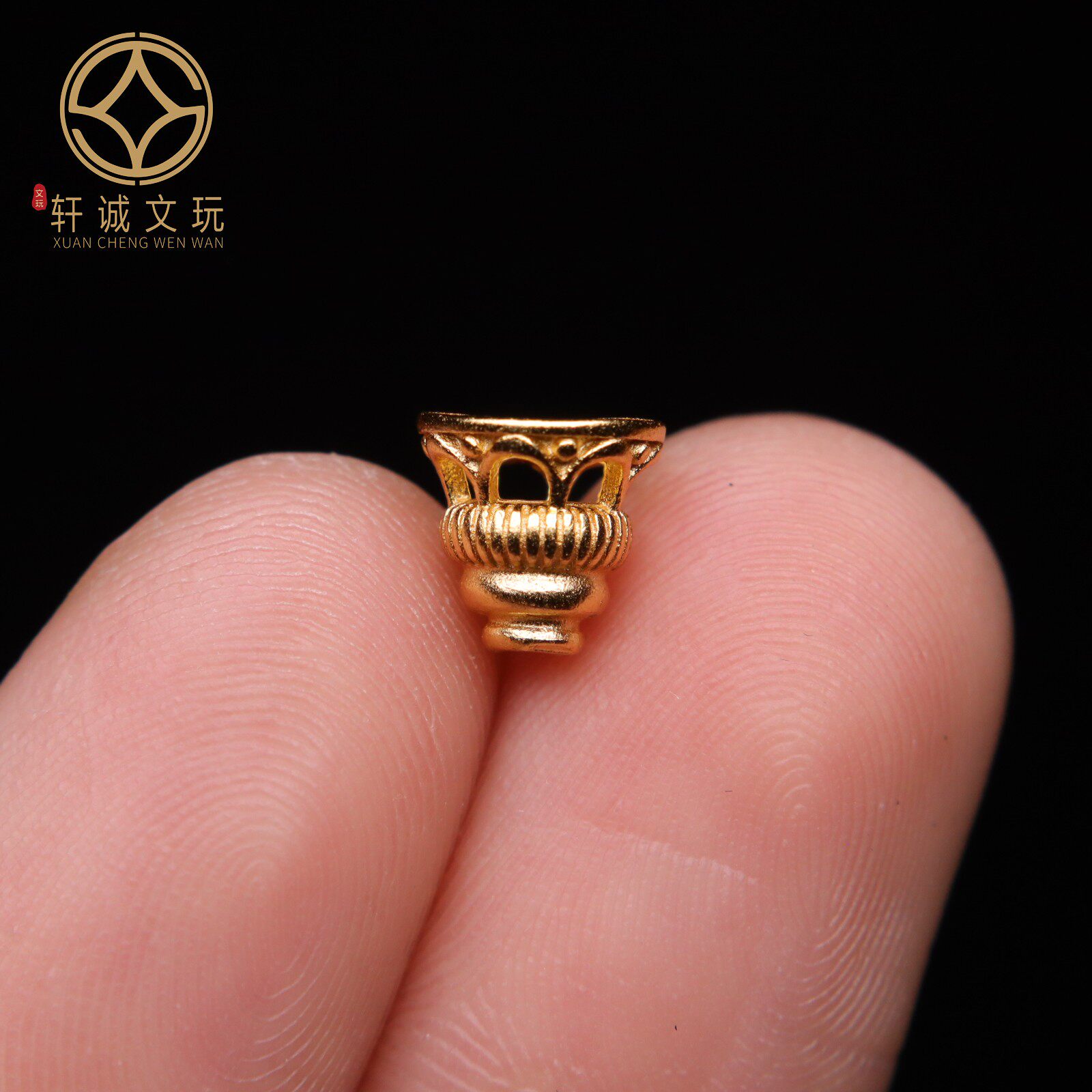 原创925银镀金佛塔三通隔珠佛头串珠diy文玩108手串散珠配饰配件
