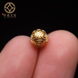 原创s925银镀金祥云回纹圆珠隔珠手链小配件diy散珠配饰饰品配珠