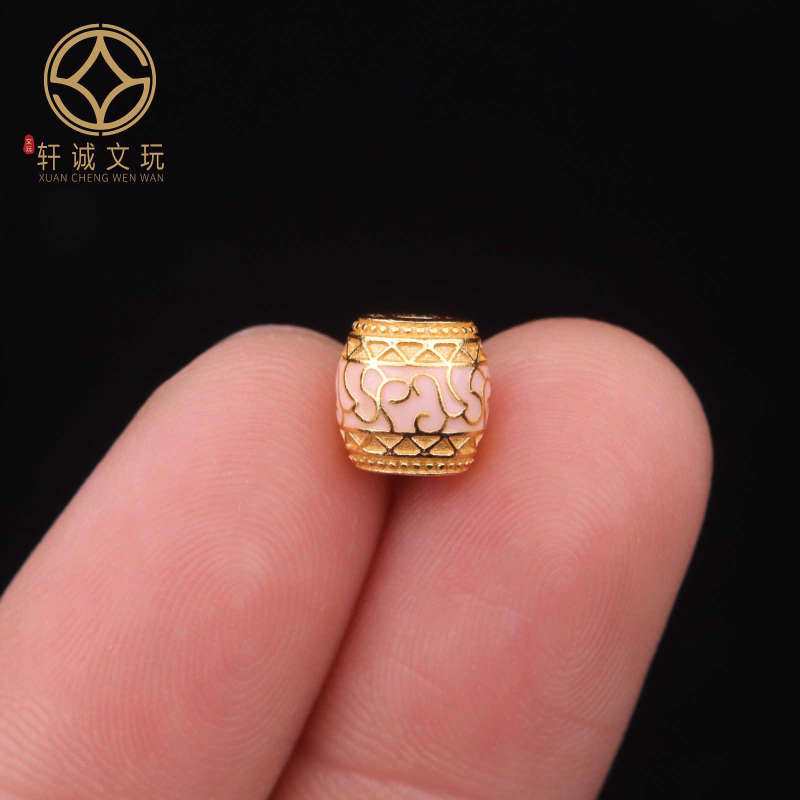 10MM粉桶珠925银镀金diy文玩手串手链散珠108配饰配件配珠