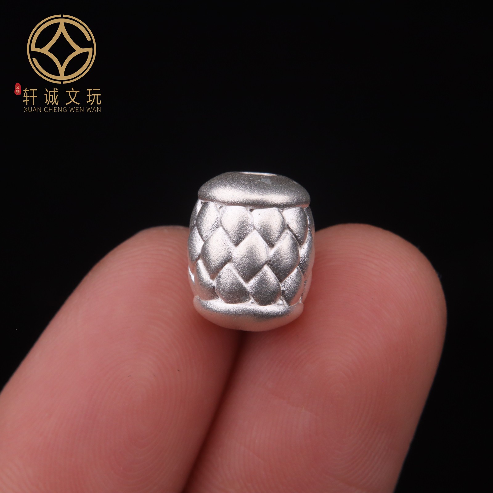 龙纹桶珠999足银纯银配件金刚星月菩提手串银饰文玩配饰配件