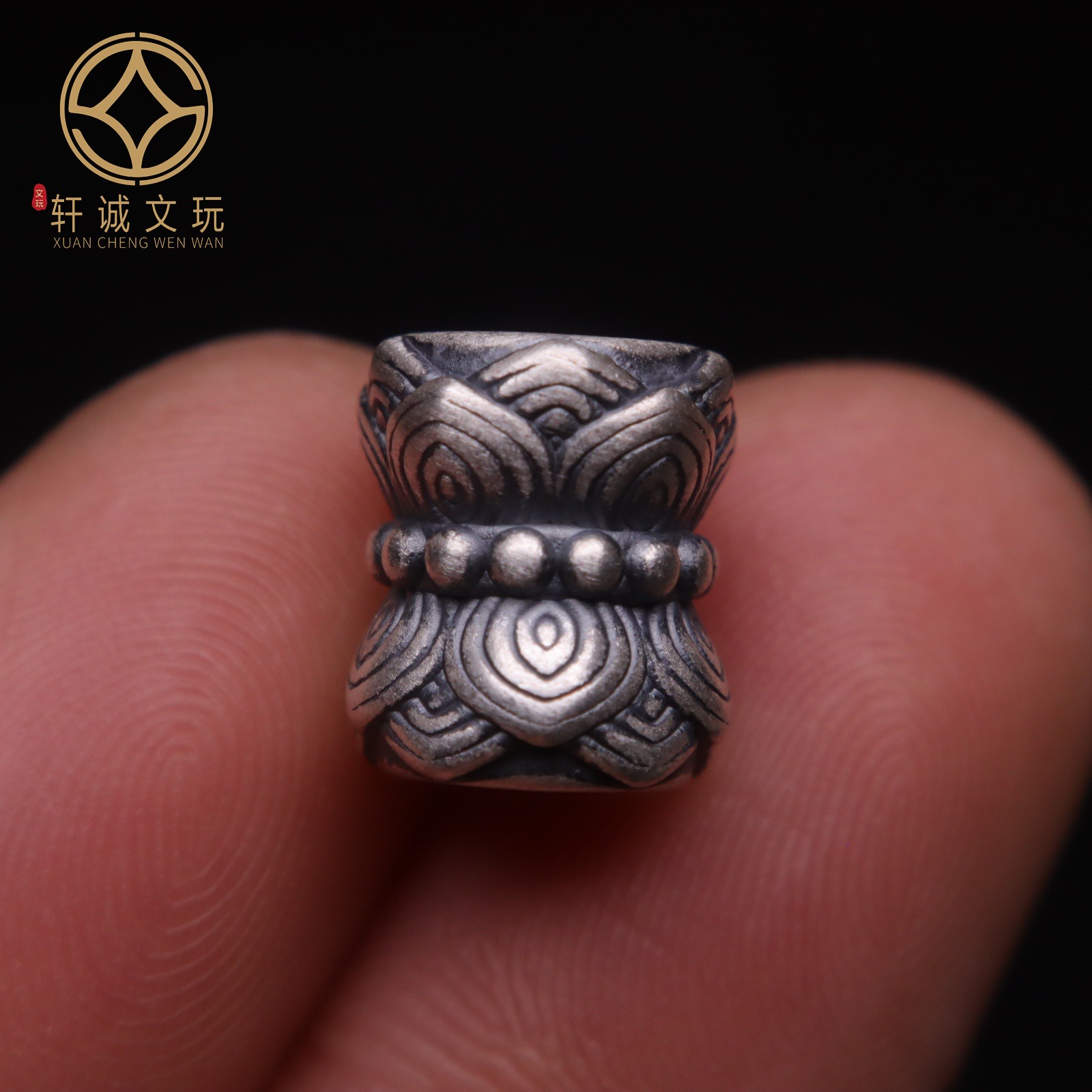 纯银足银999双面莲花配饰珠散珠圆珠顶珠腰珠金刚菩提diy隔珠配件