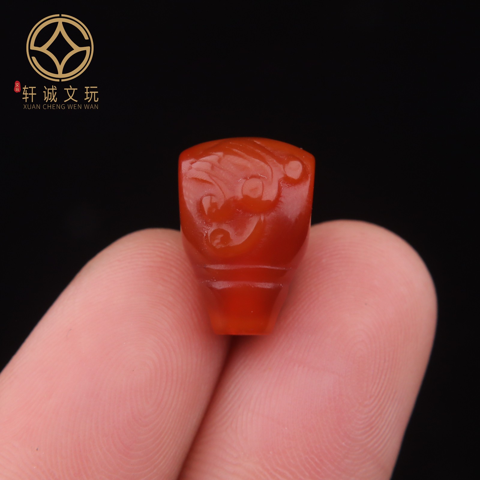 14MM水波纹三通保真凉山满肉满色南红玛瑙佛头散珠DIY配饰配件图片