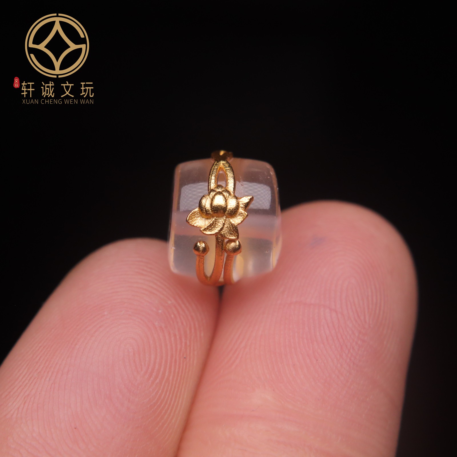 古法金银镀金配件天然水晶镶嵌莲花桶珠隔珠散珠珠子DIY文玩配饰