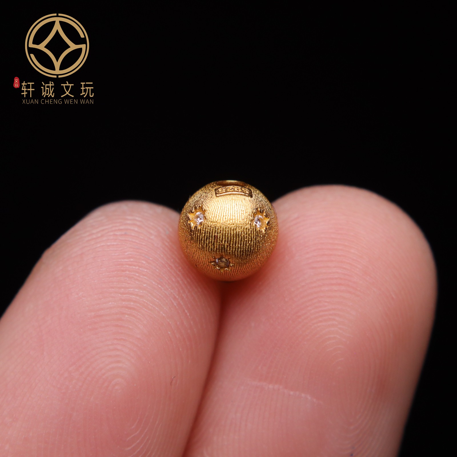 原创925银镀金镶拉丝莲花莲子圆珠腰珠隔珠diy文玩配饰手串配珠