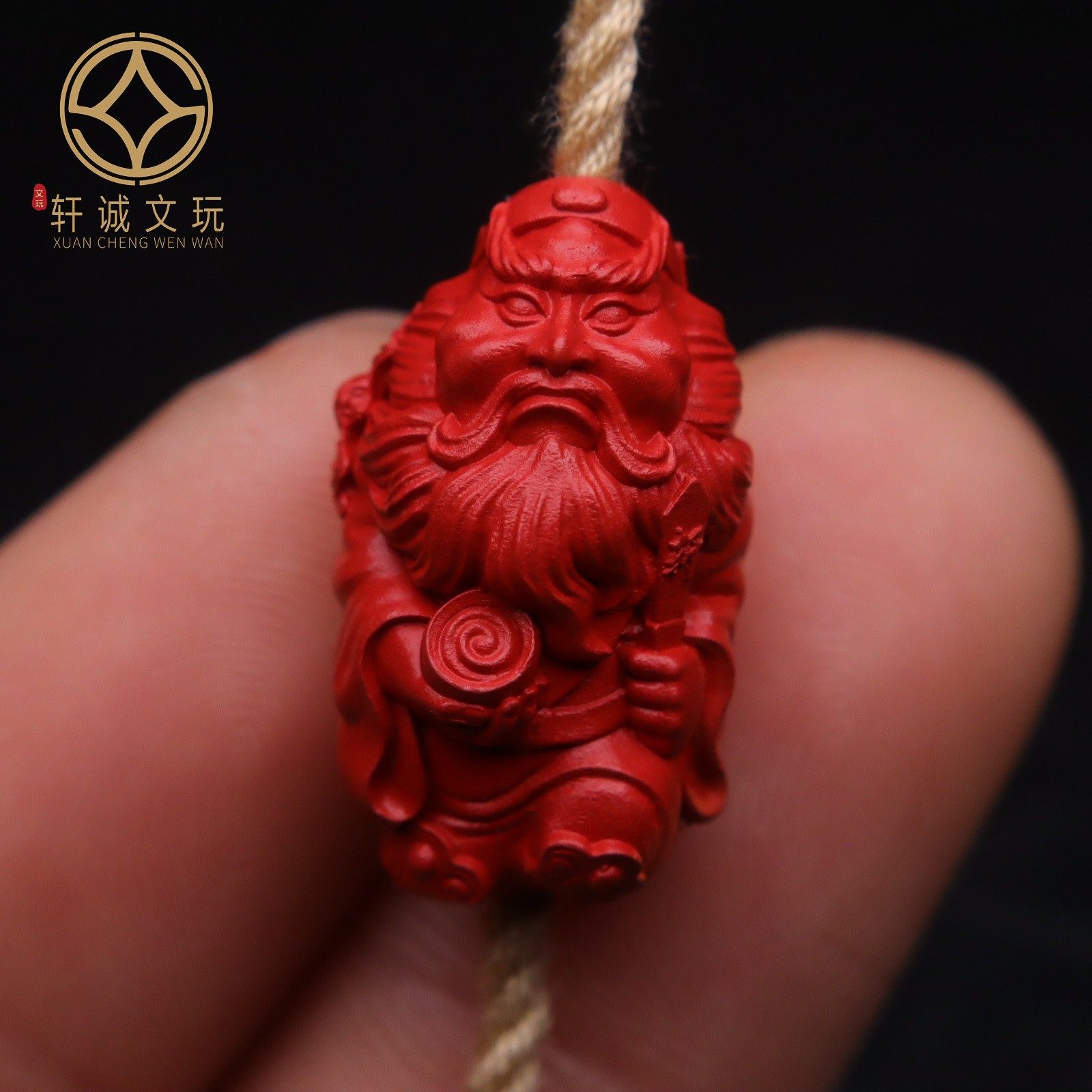 天然原矿朱砂钟馗全身立体背云雕刻件小配件挂件吊坠文玩配饰